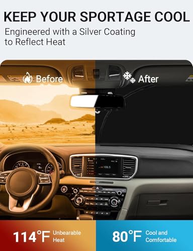 Image of Proadsy 2026 Upgrade Front Windshield Sun Shade Foldable Sunshade Protector Custom Fit 2017-2022 Kia Kia Sportage GT-Line GT Sedan Accessories