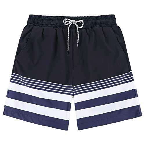 Swim Shorts For Men Swimsuit Summer Swim Trunks Stretch Men's Compression Shorts Black White Stripes L #TOP3