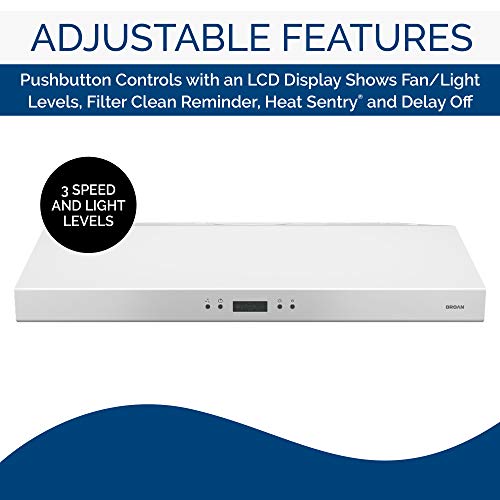 Broan-Nutone Bcdj130Wh Glacier 30-Inch Under-Cabinet 4-Way Convertible Range Hood With 3-Speed Exhaust Fan And Light, White #TOP5
