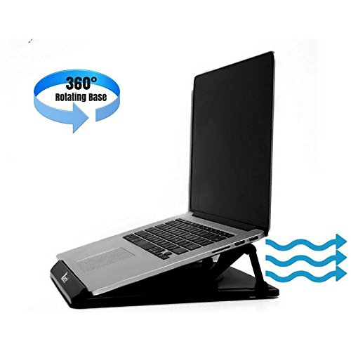 Xebotic Portable and Adjustable Cooling Laptop Stand Or Notebook Riser For Desk, 360 Degree Rotating, Black 