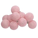Matière du câble : Cuivre Atmosphera - Guirlande LED à pile 10 boules - rose clair - L165 cm