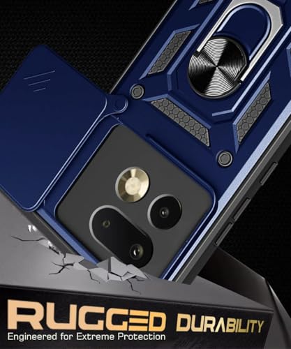 Image of Luxe Back Cover Compatible for Realme 16 Pro 5G | D10 Tough Armor Case | Sliding Camera Shield | 360 Protection | Kickstand Ring Holder | Military-Grade Bumper Case - Blue