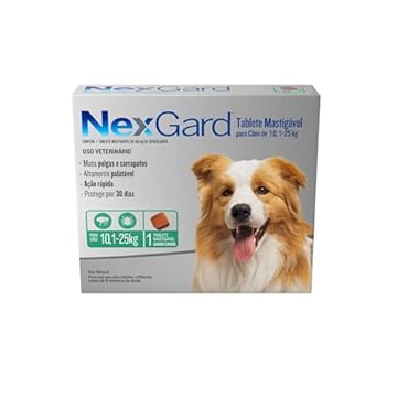 Nexgard Antipulgas e Carrapatos para Cães de 10,1 a 25kg, 1 tablete
