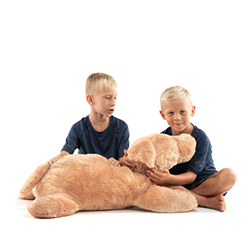 Extra Large Stuffed Dog Hugging Toy-Giant Sleeping Plush Body Pillow For Kids, Adults-Ideal For Bedroom Bed, Valentine’s Day Gift- 35 By 15 Inches Big, Brown, Fluffy And Soft-For Boys, Girls #TOP3