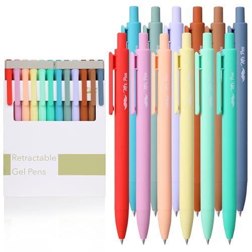 Image of Mr. Pen- Retractable Gel Pens, 12 Pack, Assorted Color Ink | Fine Point 0.7mm, Fast Dry, Smooth Writing, Cute Pens for Drawing, Writing Planner and School Supplies