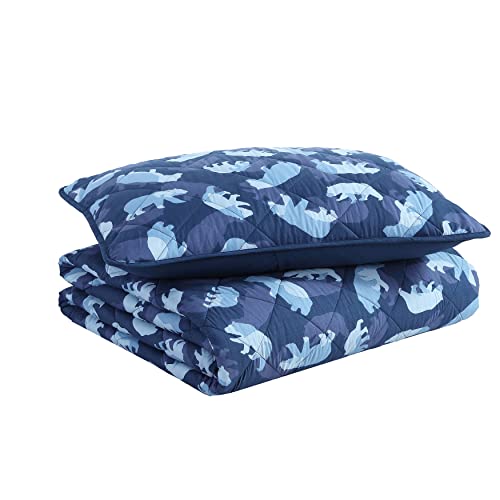 Image of Eddie Bauer - Full Size Quilt Set, Reversible Kids Bedding with Matching Shams, Ideal for Toddler Bedding Set (Camp Camo Navy, Full)