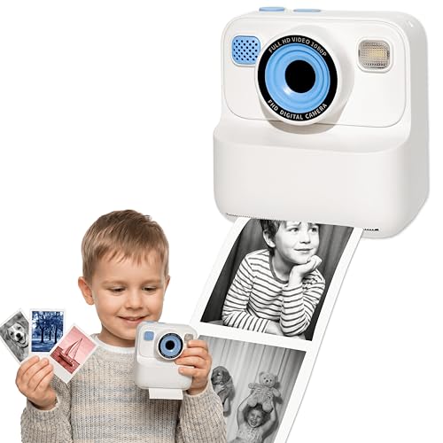 Kids Instant Print Camera Zero-Ink Thermal Printing with 4 Paper Rolls
