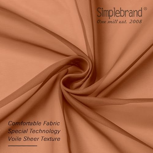 Image of Simplebrand Orange Short Sheer Curtains 45 Inch Length for Small Windows, Rod Pocket 2 Panels Set Solid Voile Drapes Window Sheer Curtains for Bedroom Bathroom Kids Room Kitchen, 42x45 Inch, 2pcs