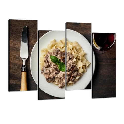 Canvas Wall Art Mushroom beef stroganoff egg pasta red wine
