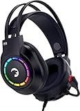 GAMEPOWER Voldon USB Gaming Headset - 7.1 Virtual Surround Sound, Wired Led Headphones with 50MM Drivers, Comfort Design, 360 Spatial Audio, Mic for PC, Laptop, Black