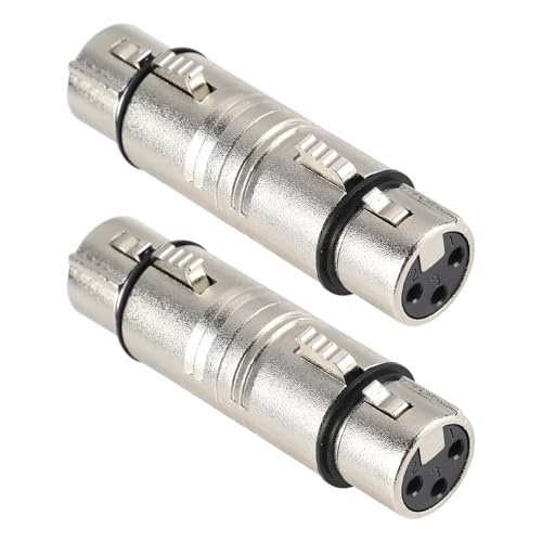 2 Pack XLR Coupler XLR 3 Pin Female to Female Adapter Gender Changer Mic Barrel Extension Expand Connectors for RF Audio Interfaces Camera Microphone Mixing Console Power Amplifiers Sound Cards