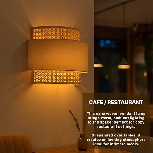 Image of Habere India-All the Cultures Fabricating India Wall Decor Lights | Night Lamp for Bedroom | Mount Lights | Bamboo Wall Lamp (L30 x H25 cm)
