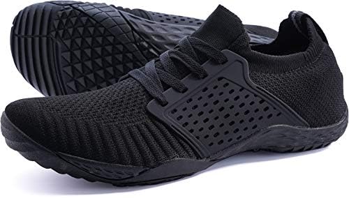 WHITIN Women's Low Zero Drop Shoes Minimalist Barefoot Trail Running Camping Size 8.5 Wide Toe Box for Female Lady Fitness Gym Workout Sneaker Tennis Flat Comfortable Treadmill Black 39