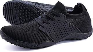 WHITIN Women's Low Zero Drop Shoes Minimalist Barefoot Trail Running Camping Size 7.5-8 Wide Toe Box for Female Lady Fitness Gym Workout Sneaker Tennis Lightweight Comfortable Black 38