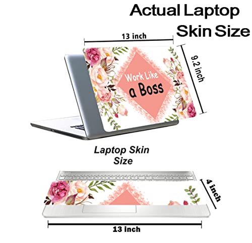 Image of Floral-D15 Top+Wrist Pad Vinyl Laptop Skin /Sticker /Cover for 13 to 13.3 Inches Laptops Laminated-Removable-HD Quality Compatible for Hp-Dell-Sony-Lenovo-Asus etc.(13x9.2 Inches)