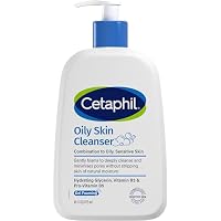 Cetaphil Oily Skin Cleanser 473mL, Soap-Free Low-Lather Gel, with Glycerin, Niacinamide & Pro-Vitamin B5, Helps Minimise Pores, Non-Comedogenic, Sulphate-Free, Hypoallergenic, Dermatologist Tested