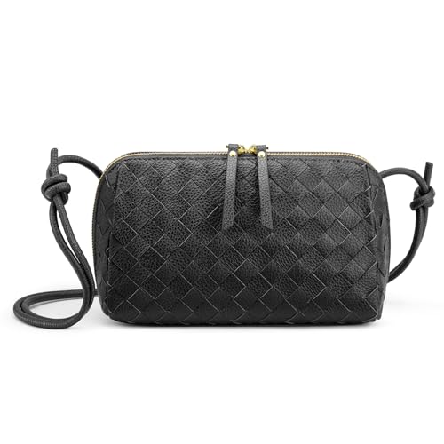Kattee Crossbody Bags for Women Trendy Small Woven Handbags Soft Shoulder Purses Travel Top Grain Leather
