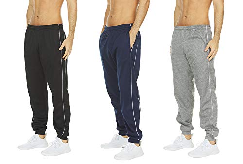 Daresay Men's Tech Fleece Joggers Dry Fit Sweatpants For Men, Moisture-Wicking Jogging Pants, Comfortable Sweatpants, 3 Pack #TOP11
