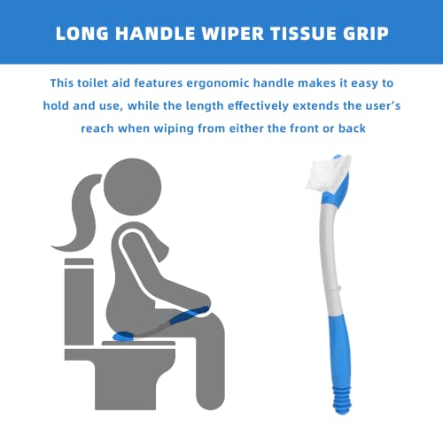 Long Reach Comfort Wipe, Tissue Aids For Wiping, Long Reach Comfort Wiper, Foldable Comfort Wiper Toilet Paper Tissue Grip Toilet Tissue Aids Tools For Elderly Pregnant Women (Blue) #TOP5