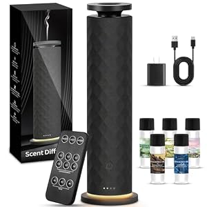 Hotel Scent Diffuser, Waterless Scent Diffuser for Home, Quiet Operation, Suitable for Living Rooms, Offices, and Hotels,Contains Five Aromatherapy Essential Oils，Black