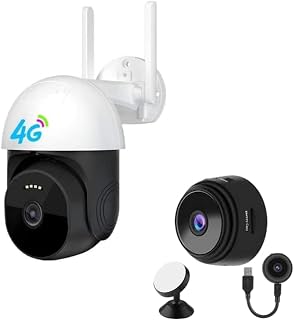 4g PTZ - HD Night Vision Motion Detection Alarm Two Way Audio Waterproof Live Moitoring Smart Security Camera White | with Free Magnetic Spy Camera