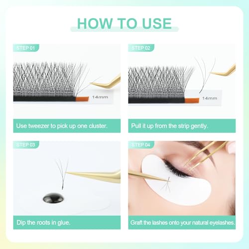 NAGARAKU W Eyelash Extension 3D Volume Premade Fan 0.07mm C curl 8-12mm mix Faux Mink Matte Black Cluster Easy Fanning yy Eye Lashes