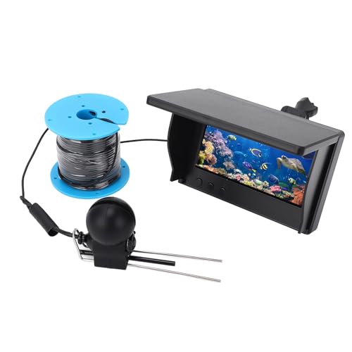 1080P Underwater Fishing Camera with 195° Wide Angle Lens, 4.3in Screen Ultra Bright Sunshade, Portable Fish Finder Camera for Ice Fishing, Rafting, Aquaculture