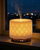 Aroma Diffuser – 280ml Ultraschall Diffusor für ätherische Öle mit Luftbefeuchtung und Schlaf-Nachtlicht aus Keramik, Auto-Off, BPA-frei, geräuschlos, ideal für Zuhause, Büro und als Geschenk