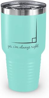 Teegarb Letter Blanket Vaso de acero inoxidable de 30 onzas, colores matemáticas, profesor contable, regalo de contabilidad, I'm Always Right Pun Gag Joke para hombres y mujeres, 30 onzas, verde