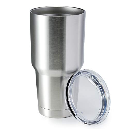 Image of 30oz Tumbler Stainless Steel Coffee Tumbler Double Wall Vacuum Insulated Travel Mug with Lid (Silver, 1 Pack)