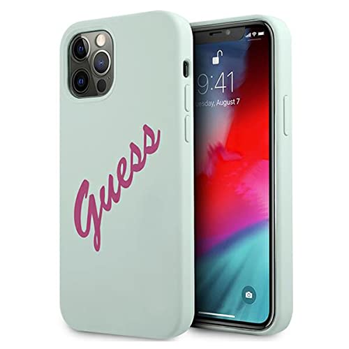 Guess Hardcase Coque de Protection Vintage en Silicone pour iPhone 12/12 Pro 6,1" Bleu Fuchsia