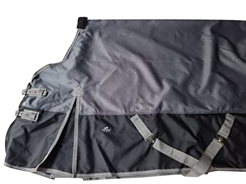 TGW RIDING Weidedecke Winterdecke 1200D W&B mit Nylonfutter, No Füllung Horse Rain Sheet (140/68", Gray) Cover