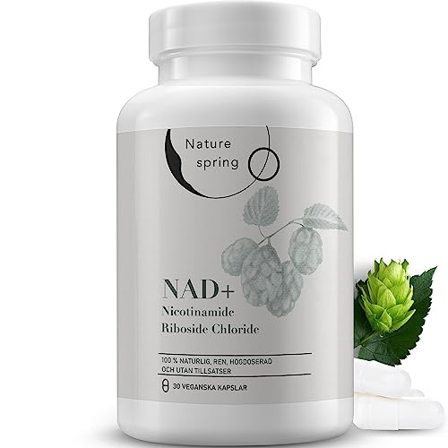 NAD+ Nicotinamide Riboside Chloride 500mg | +1 månads kur | NAD-booster | För anti-aging, hud & energi | 30 veganska kapslar | Vegan | Nature spring®