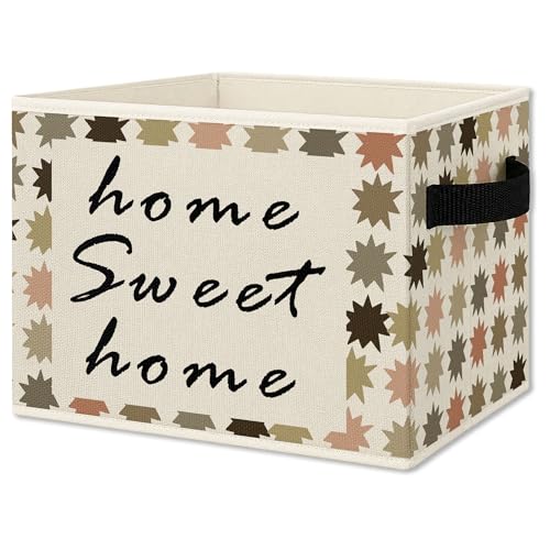 JMENGSSFL Boho Home Sweet Home Foldable Storage Bins Box with Handles, Housewarming Gifts New House Collapsible Organizer Basket for Farmhouse New House Apartment Bedroom Clothes Books by JMENGSSFL - Used condition - US$6.80