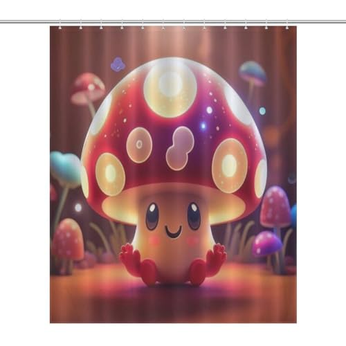 Rideau de douche anti éclaboussure en tissu polyester champignon