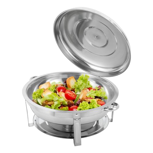 Recipiente Térmico de Acero Inoxidable para Alimentos, Redondo, para Catering, Bufés y Fiestas, Plata (9 L)