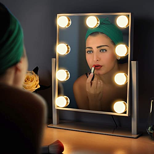 Nusvan Vanity Mirror With Lights,Makeup Mirror With Lights,3 Color Lighting Modes Detachable 10X Magnification Mirror Touch Control,360°Rotation #TOP4