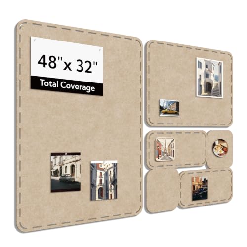 Olanglab Felt Bulletin Board 6-Pack 32"x48" with 50 Pins, Khaki