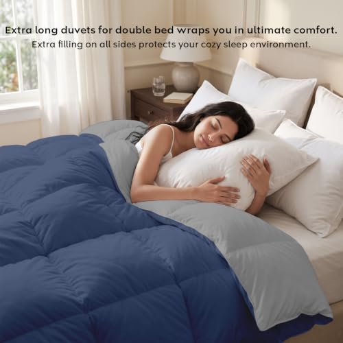 Image of AYKA Reversible Comforter 220 GSM Microfiber Reversible AC Comforter /Blanket for Winter /Quilt /Dohar /Duvets for King Size Blanket /Comforter Double Bed (Navyblue & Grey, 60 * 90 inch)