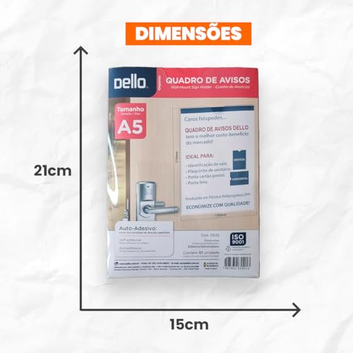 Dello 0535.H.0012 - Quadro De Avisos, A5, 21 x 15 x 0,5 cm, Cristal