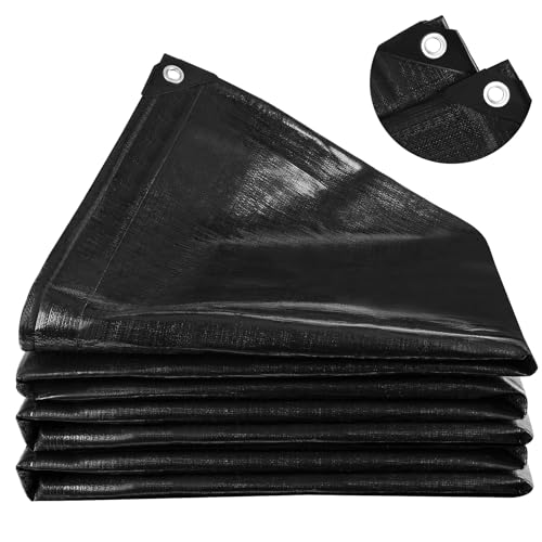 MYFAMIREA 20 x 20FT Pond Liner 28Mil PE Preformed Pond Liner with 16 Hemmed Edge Buttonholes Sun Resistant Easy Cutting for Outdoor Ponds Fish Koi Ponds Garden Fountain Waterfall Ponds