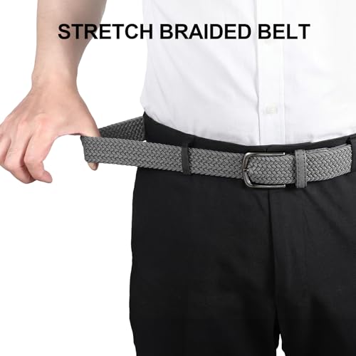 Image of Mens Elastic Braided Belt Stretch Woven Web Belt for Golf Pants Jeans Shorts Casual