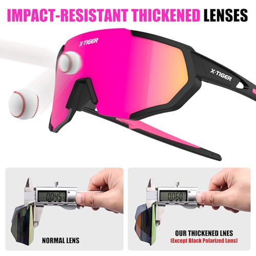 X-TIGER Polarized Sports Sunglasses with 3 Interchangeable Lenses,Mens Womens Cycling Glasses,Baseball Running Fishing Golf Driving Sunglasses - Thumbnail 5