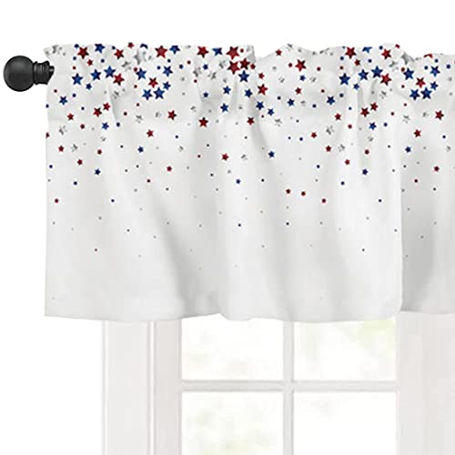 Lelehome Window Curtain Valance Stars Pattern For 4Th Of July Independence Day, 18" L X 54" W Linen Floral Rod Pocket For Kitchen Bathroom Bedroom Home Decor #TOP25