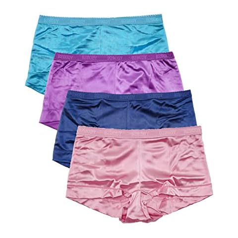 Barbra Lingerie Satin Panties S to Plus Size Boyshorts Panties for Women Underwear Multi Pack (Small) Cover