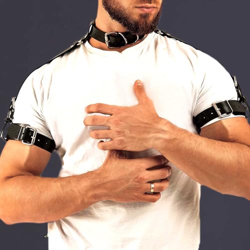 Fstrend Men's Shoulder Harness Belt Black Leather Strap Fashion Rave Body Accessory3