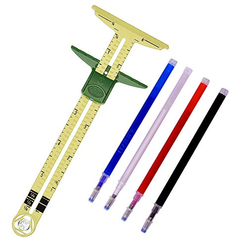 WXJ13 T-Shaped Sliding Gauge Sewing Measuring with 4 Colors Heat Erase Pens