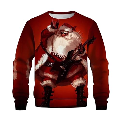 Sweat-shirt de Noël col rond pull classique vêtements hiver unisexe