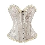Arplvf Corsets for Women Victorian Corset Top Boned Bustier Lace Up Ivory Corset Plus Size 2XL