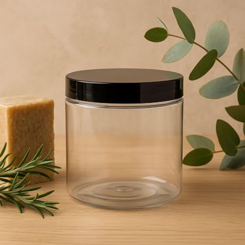 Lot de 6 boîtes cosmétiques vides en PET de 250 ml avec couvercle à visser, réutilisables et hermétiques, pour crèmes, lotions, gommages et produits cosmétiques – vue 3